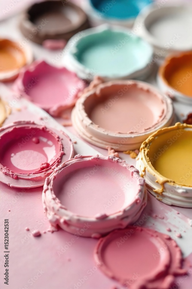 A close-up shot of a paint palette with vibrant wedding colors, including various shades of pink, white, gold, and ivory, ready for a creative project , elegant, blush, paint A close-up shot of a paint palette with vibrant wedding colors, including various shades of pink, white, gold, and ivory, ready for a creative project , elegant, blush, paint