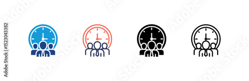 Time Management icon set multiple style collection