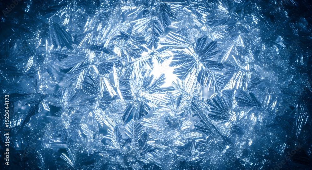 Obraz premium Frozen Fractals Dance: A Microscopic Exploration of Winter's Art