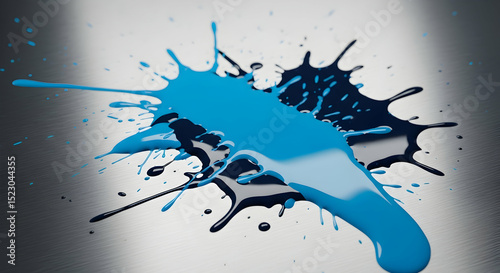Spectacular Combination Of Turquoise And Dark Ink On Silver Surface Design