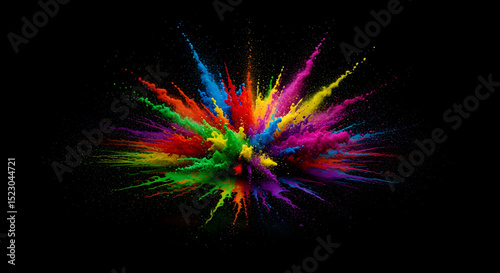 Dynamic Burst Of Splashing Powder Paint In Multicolored Explosion Style