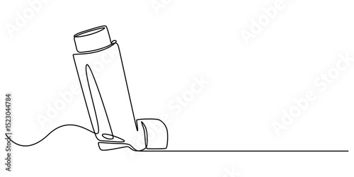 inhaler continuous one line drawing, Single one line drawing an inhaler. Medical equipment concept. Continuous line draw design graphic vector illustration, Minimalist line draw design graphic vector.