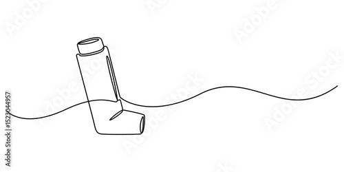 inhaler continuous one line drawing, Single one line drawing an inhaler. Medical equipment concept. Continuous line draw design graphic vector illustration, Minimalist line draw design graphic vector.
