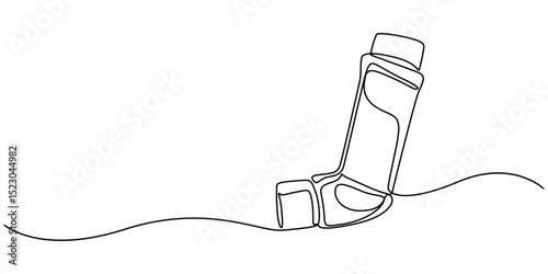 inhaler continuous one line drawing, Single one line drawing an inhaler. Medical equipment concept. Continuous line draw design graphic vector illustration, Minimalist line draw design graphic vector.