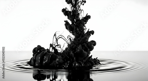 Elegant Black Ink Cloud Spreading Smoothly Into Water Abstract Background