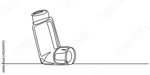 inhaler continuous one line drawing, Single one line drawing an inhaler. Medical equipment concept. Continuous line draw design graphic vector illustration, Minimalist line draw design graphic vector.