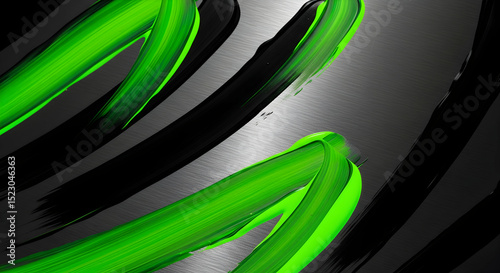 Dynamic Strokes Contrast Modern Background With Black And Green Paintbrush