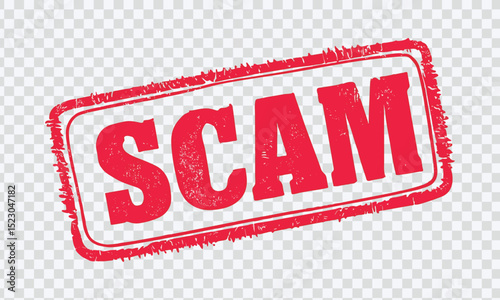 SCAM Red Rubber Stamp Clip Art Vector – Simple Flat Style