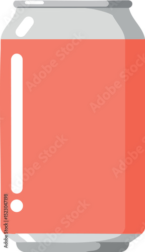 Red Soda Can Vector Illustration of Refreshing Beverage Container with Metallic Top and Bottom 