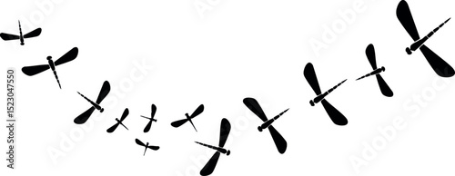 Flying birds in formation black silhouette vector illustration natural scene 