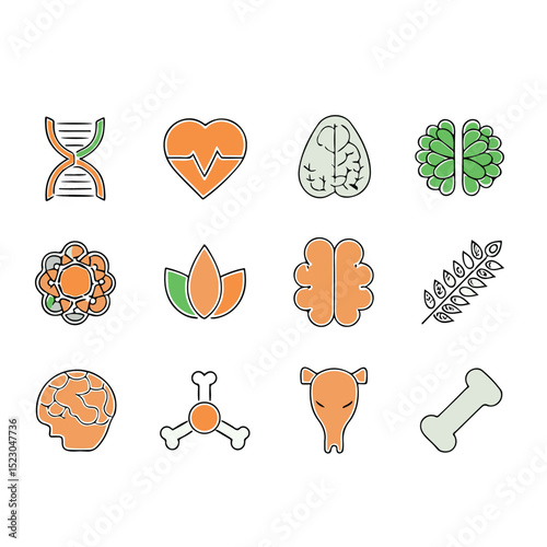 Biotechnology Postal and Digital Mail modern icons set.