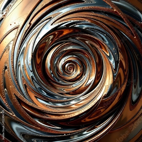 Molten Chrome and Copper Swirl – Metallic Abstract Texture Background