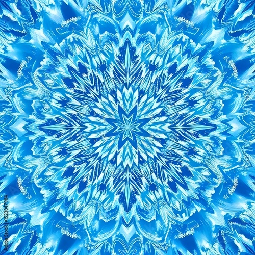 Frozen Ice Fractal Pattern – Blue and White Abstract Background
