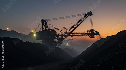 Coal mining machine at dawn