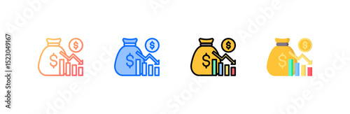 Reduction icon set multiple style collection
