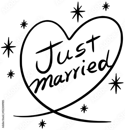 just married in the heart(vector illustration)