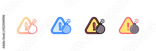 Threat icon set multiple style collection