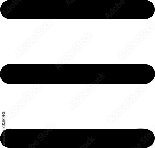 Black Horizontal Bars Icon. Editable Vector Style. For Navigation, Menu, List, Separator Uses. Vector Illustrations.