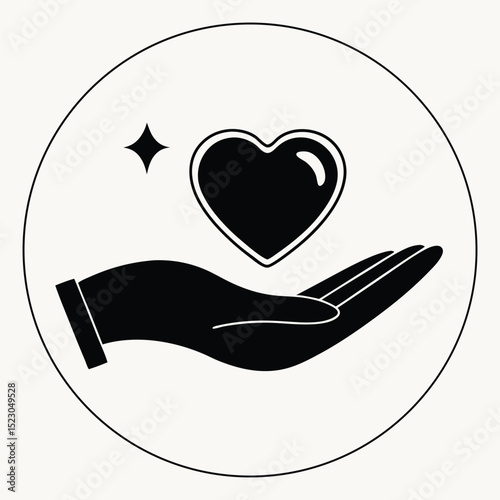 Giving heart hand love care charity symbol