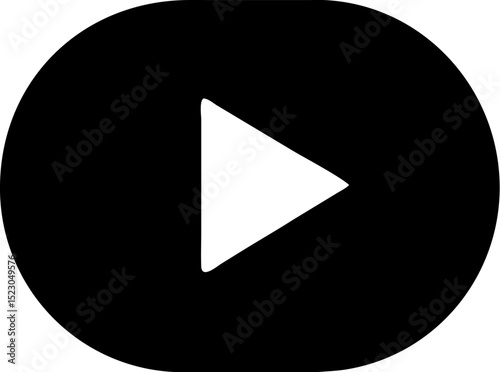 Black Play Button Icon. Editable Vector Style. For Video, Media, Playback, Entertainment Themes. Vector Illustrations.