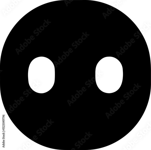 Black Circular Icon with Two Hollow Ellipses. Editable Vector Appearance. For Face, Emotion, Character, Avatar Themes. Vector Illustrations.
