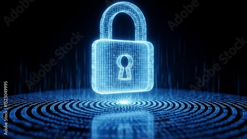 Wallpaper Mural Digital Padlock Hologram over Binary Code Data Stream Torontodigital.ca