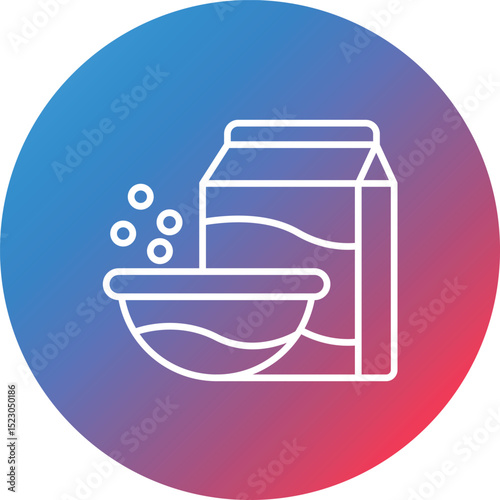 Milk Bowl Line Gradient Circle Background Icon
