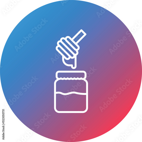 Honey Jar Line Gradient Circle Background Icon