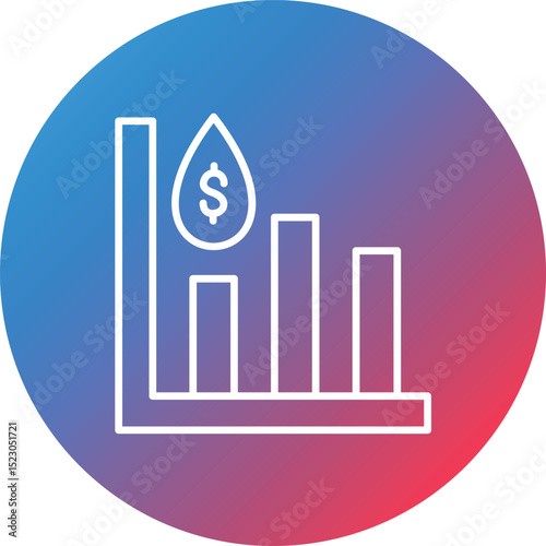 Oil Stock Market Line Gradient Circle Background Icon