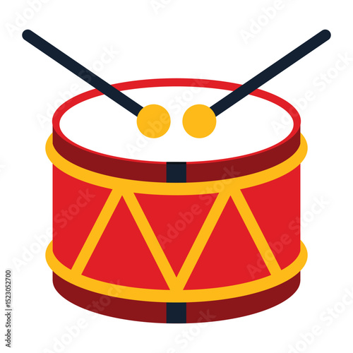 Simple parade drum with sticks vector illustration transparent png background