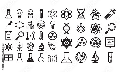 Biotechnology Postal and Digital Mail modern icons set.