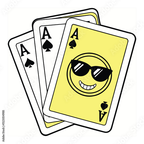 Bright yellow vector emoji of a smiling face wearing black sunglasses. Conveys coolness, confidence, a sunny day, or a relaxed attitude.