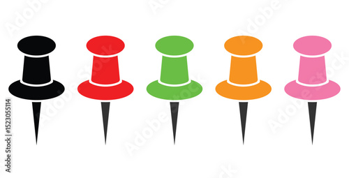 Push pin icon. Paper clip symbol vector.