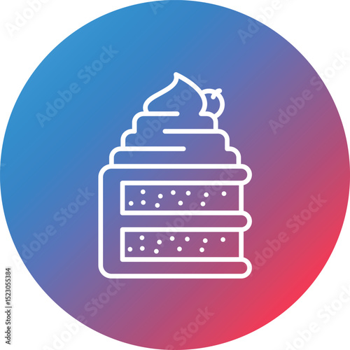 Sponge Cake Line Gradient Circle Background Icon