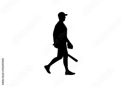 A man walking with a hockey stick in his hand vector