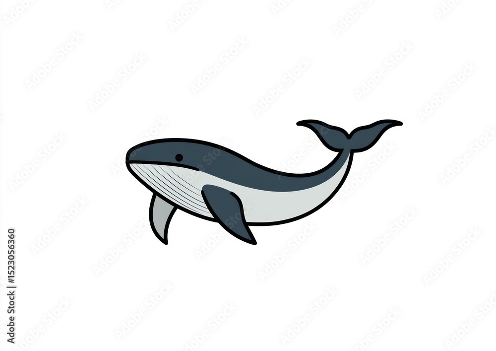 Fototapeta premium Cute cartoon whale illustration