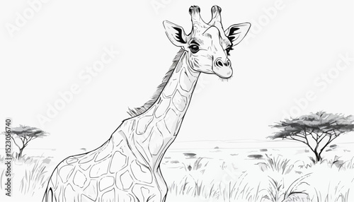 Majestic giraffe stands tall in the African savannah during a serene sunset, embodying the beauty of nature and wildlife