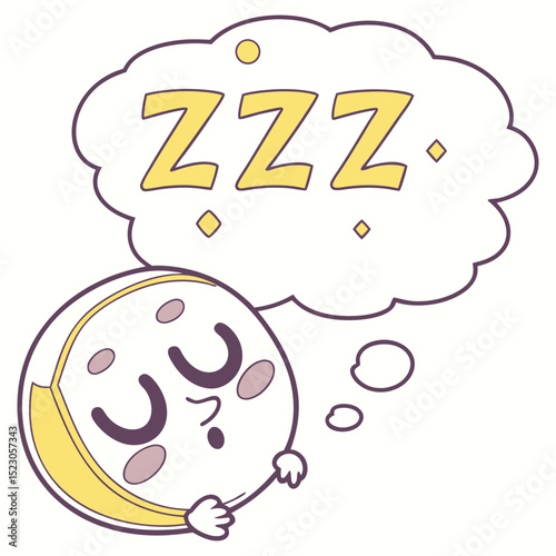 Bright yellow vector emoji of a sleeping face with closed eyes and 'zzz' symbols floating above its head. Represents being tired, sleepy, asleep, or bored.
