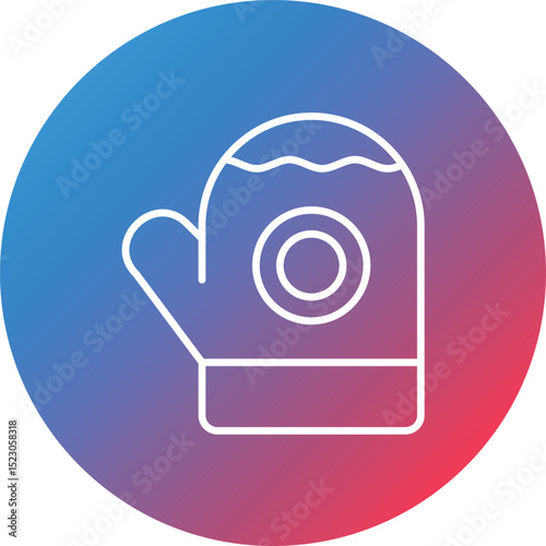 Mitten Line Gradient Circle Background Icon