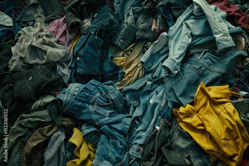 High Resolution of Pile of Discarded Clothes Ready for Upcycling or Donation