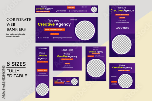 Modern corporate web banner design template Set, Social Media Cover ads web banner, Horizontal header web banner, sale web banner, flyer, invitation card .

