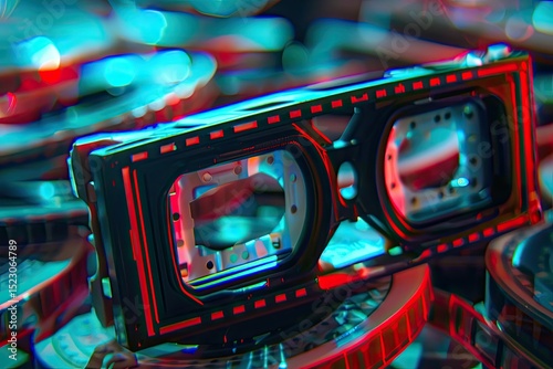 Ultra Hd Picture of Videotape with Celluloid and 3D Glasses