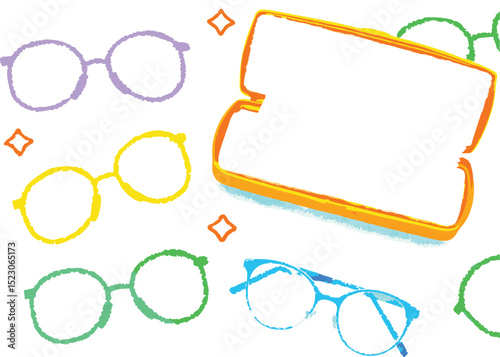 Vector set of stylish fashion eyeglasses, spectacles, and sunglasses with various frames and lenses, ideal for design and optical illustrations