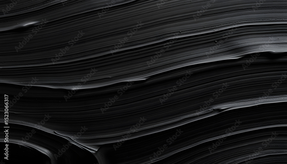 Fototapeta premium Elegant swirls of deep black paint forming a textured backdrop, detailed close-up view, pixel art. White tone