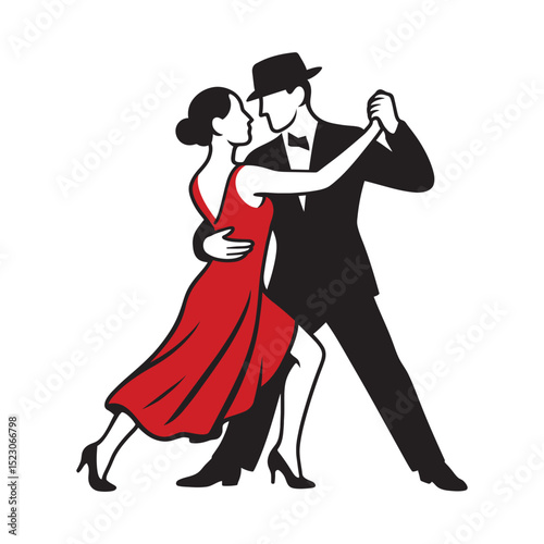 Romantic Tango Dance Couple Male Female Vector Illustration 