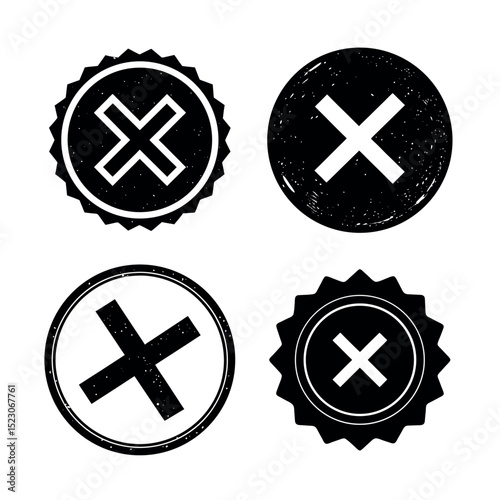 Grunge Cross Mark Stamps Vector Graphics Set for Design