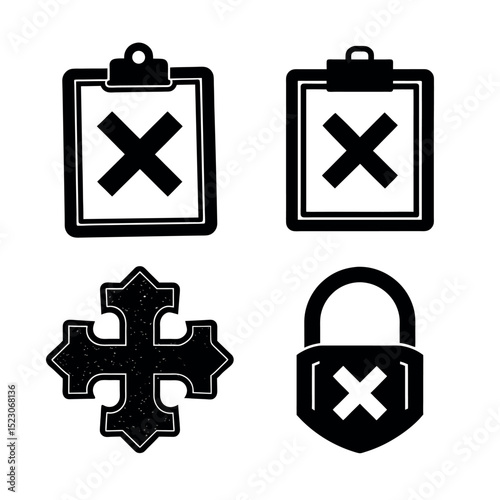 Rejection, Cancellation, Denied, Forbidden, Access Denied Icons Vector Graphics Set