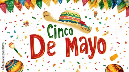 Cinco de Mayo phrase - flyer or poster design decorated on light background