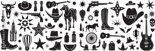 Western Silhouette Collage: Icons of the American Frontier

