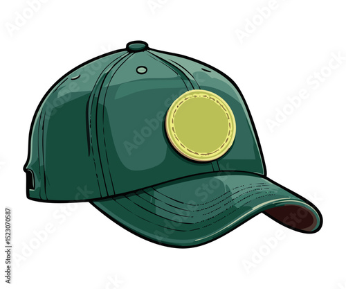 Side View Of Green Baseball Cap